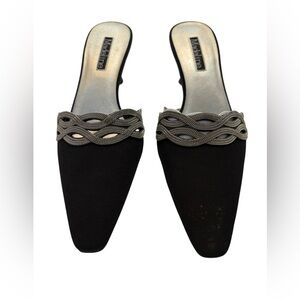 Madeline‎ Black Mules with Silver Detailing